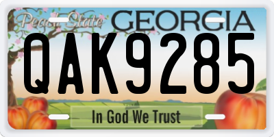 GA license plate QAK9285