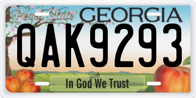 GA license plate QAK9293