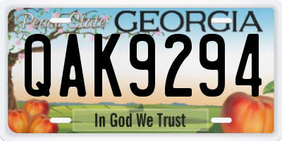 GA license plate QAK9294