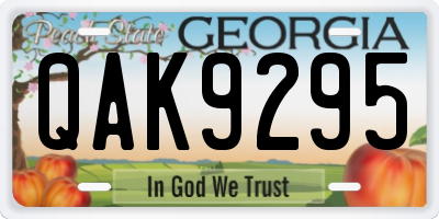 GA license plate QAK9295