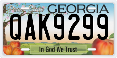 GA license plate QAK9299