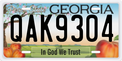 GA license plate QAK9304