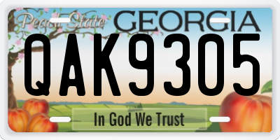 GA license plate QAK9305