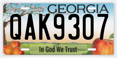 GA license plate QAK9307
