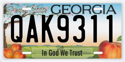 GA license plate QAK9311