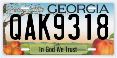 GA license plate QAK9318