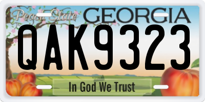 GA license plate QAK9323