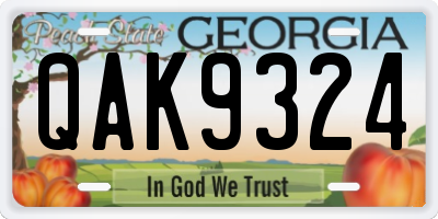 GA license plate QAK9324