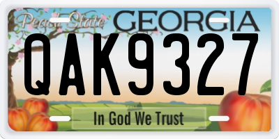 GA license plate QAK9327