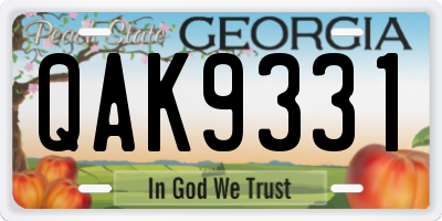 GA license plate QAK9331