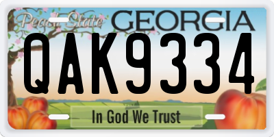 GA license plate QAK9334