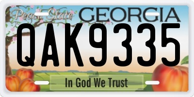 GA license plate QAK9335