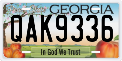 GA license plate QAK9336