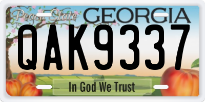 GA license plate QAK9337