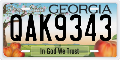 GA license plate QAK9343