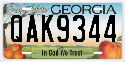 GA license plate QAK9344