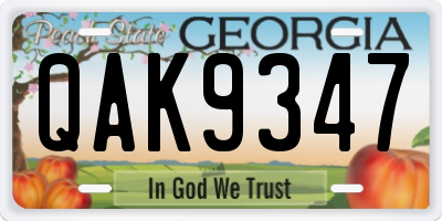 GA license plate QAK9347