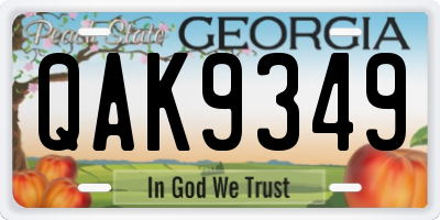 GA license plate QAK9349