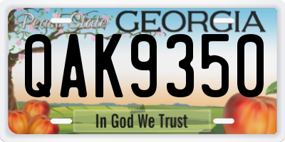 GA license plate QAK9350