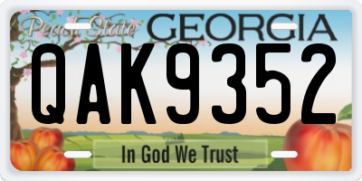 GA license plate QAK9352