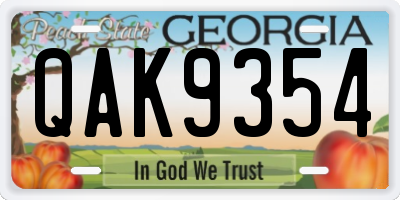 GA license plate QAK9354