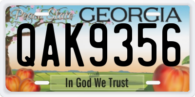 GA license plate QAK9356