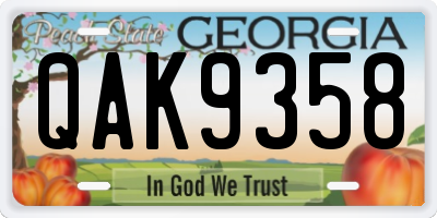 GA license plate QAK9358