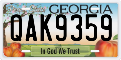 GA license plate QAK9359