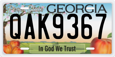 GA license plate QAK9367