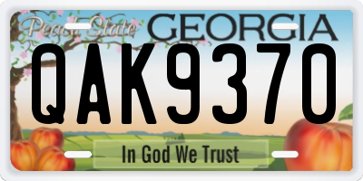 GA license plate QAK9370