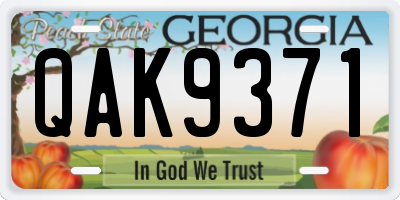GA license plate QAK9371