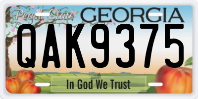 GA license plate QAK9375