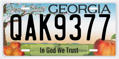 GA license plate QAK9377