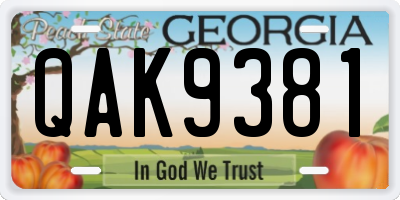 GA license plate QAK9381