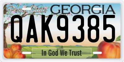 GA license plate QAK9385