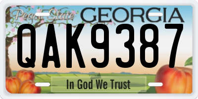 GA license plate QAK9387
