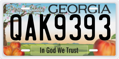 GA license plate QAK9393