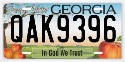GA license plate QAK9396
