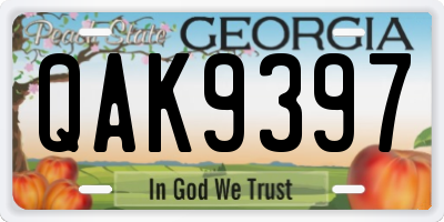 GA license plate QAK9397
