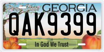 GA license plate QAK9399