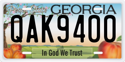 GA license plate QAK9400