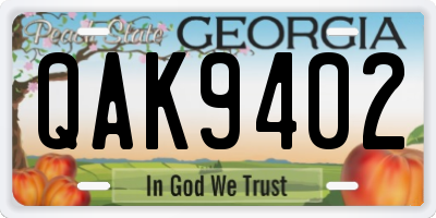 GA license plate QAK9402