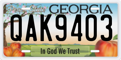 GA license plate QAK9403