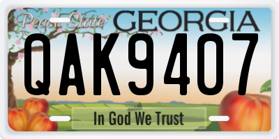 GA license plate QAK9407
