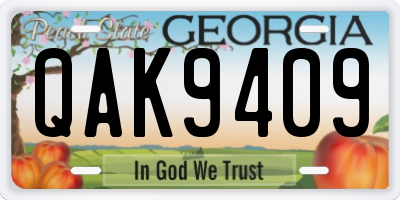 GA license plate QAK9409