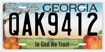 GA license plate QAK9412