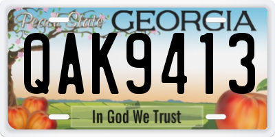 GA license plate QAK9413