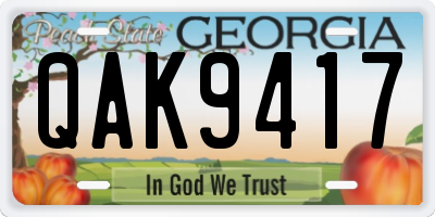 GA license plate QAK9417