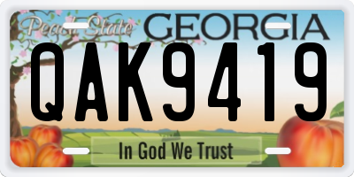 GA license plate QAK9419