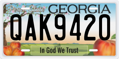 GA license plate QAK9420